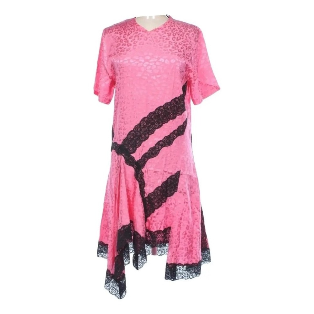 Koche‎ Collective Pink Leopard Lace Trim Asymmetrical Dress 38 Small